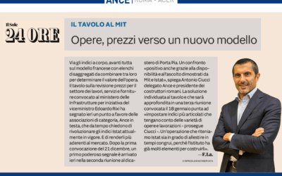 Opere, prezzi verso un nuovo modello. Ciucci alla seconda riunione al Mit, il commento sul “Sole 24 Ore”: “Confronto positivo con Ministero e Istat. Soluzione in indici più articolati che tengano conto della varietà di opere e lavorazioni”