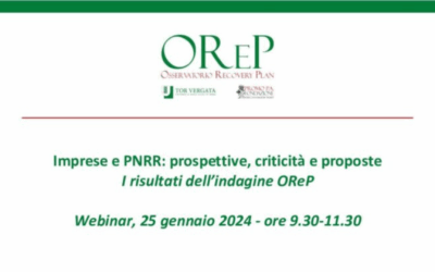 Webinar “Imprese e PNRR. Prospettive, criticità e proposte” – I risultati dell’indagine OReP | Giovedì 25 gennaio, ore 9.30