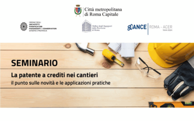 Seminario: “La patente a crediti nei cantieri. Il punto sulle novità e le applicazioni pratiche” – Lunedì 18 novembre, ore 09:00 | Villa Altieri, Viale Manzoni 47 (Roma) – Partecipa anche il Presidente Ciucci