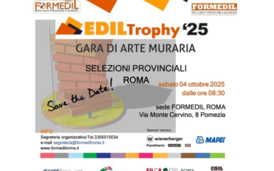 Aperte le iscrizioni per Ediltrophy 2025 – Le selezioni provinciali della gara di arte muraria si terranno il 4 ottobre al Formedil Roma, di Pomezia