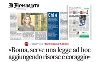 «A Roma serve una legge speciale, più risorse e coraggio» – La prima intervista esclusiva al “Messaggero” della Presidente Francesca De Sanctis